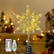 Lewondr Звезда за коледна елха, 3D шестоъгълна...