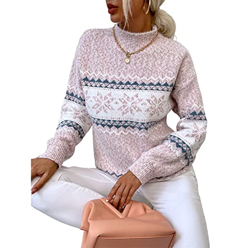 Image of JUNBOON Women's Casual Leopard Print Knitted Pullover Sweaters Long Sleeve Crew Neck Jumper Tops