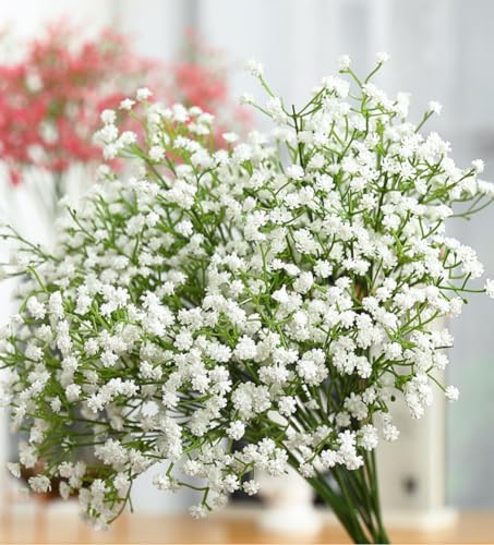 Uhky 6 Pcs Artificial Baby Breath Gypsophila Flowers Bouquets Real Touch Flowers for Wedding Party DIY Wreath Floral Arrangement Home Decoration (White) - Image 2