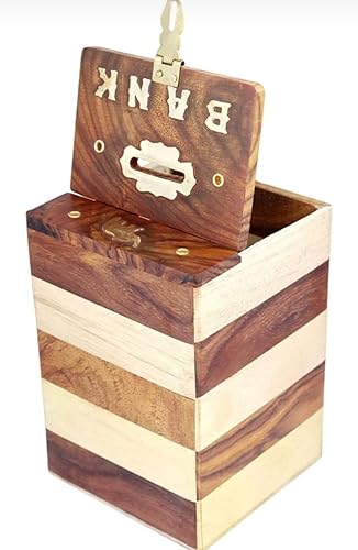 Miniatura 2 de Alcancía de madera - Banco de dinero - Caja de ahorro de monedas - Caja de dinero para niños, niñas, niños y adultos (6 x 4 pulgadas)