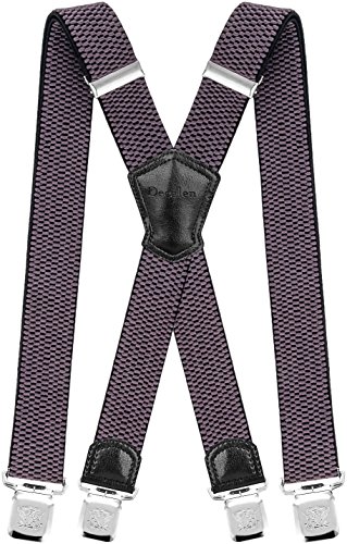 Decalen Tirantes para hombre ancho 4 cm con clip de metal muy fuerte 4 largo talla única para hombres y mujeres ajustable y elástico X Style, gris, Talla única Cover