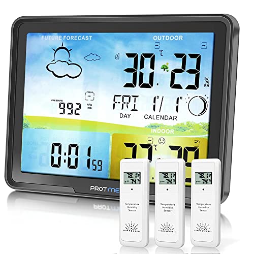 9-en-1 Station Météo sans Fil, Station Météo avec Capteur Extérieur Intérieure avec LCD Écran Thermomètre Hygromètre et Réveil Snooze Météo Température Prévision Cover