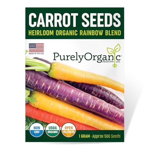 Organic Carrot Seeds (Rainbow Blend) - Approx 500 Seeds - USDA Organic, Non-GMO, Open Pollinated...