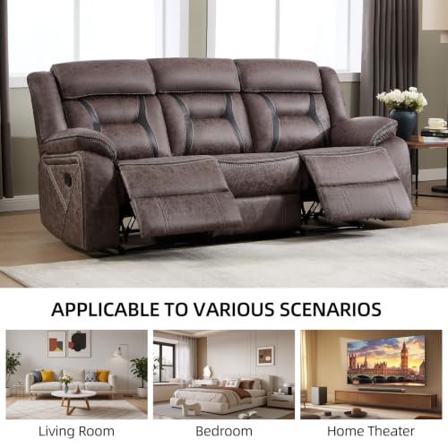 Image of EBELLO Faux Leather Recliner Sofa Furniture Set for Living Room, 1 Recliner Chairs, Two Seat Reclining Sofa Couch Set for Meeting Room, Grey