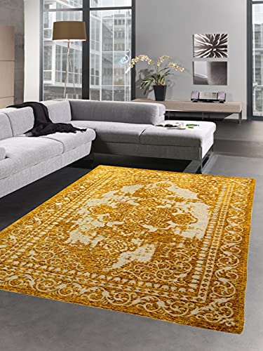 CARPETIA Moderner & Klassischer Teppich Orientteppich Wohnzimmer Teppich in Gold Silber Größe 80x150 cm – Bild 3
