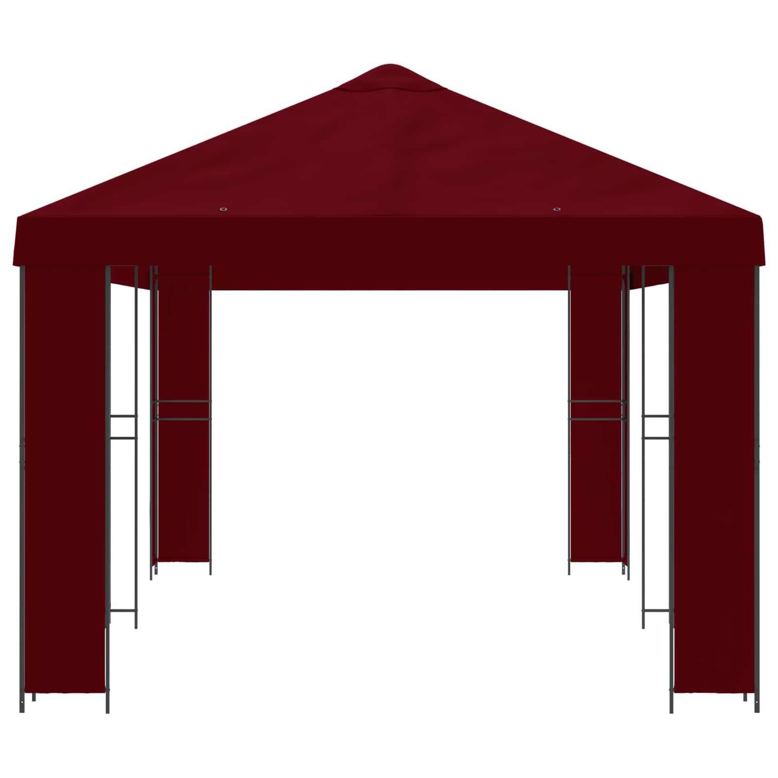 Pawilon ogrodowy, bordowy, 6 x 3 m, wykonany z poliestru i stali malowanej proszkowo 190 GSM, namiot imprezowy z daszkiem cyrkulacyjnym na taras, imprezy na świeżym powietrzu i ochrona