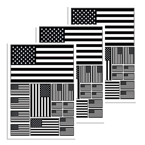Image of CANTENDO 3Pack Black US American Flag Decal - Black US American Flags Reflective Vinyl Car Stickers - for Car Window Bumper Waterproof Sticker (12 x 8.5 Inch)