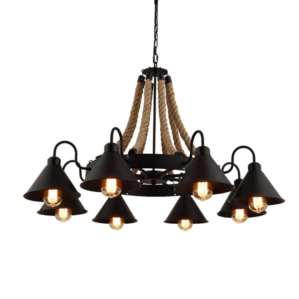 Lampe décoration éclairage couleur noire antique avec 6 douilles rétro