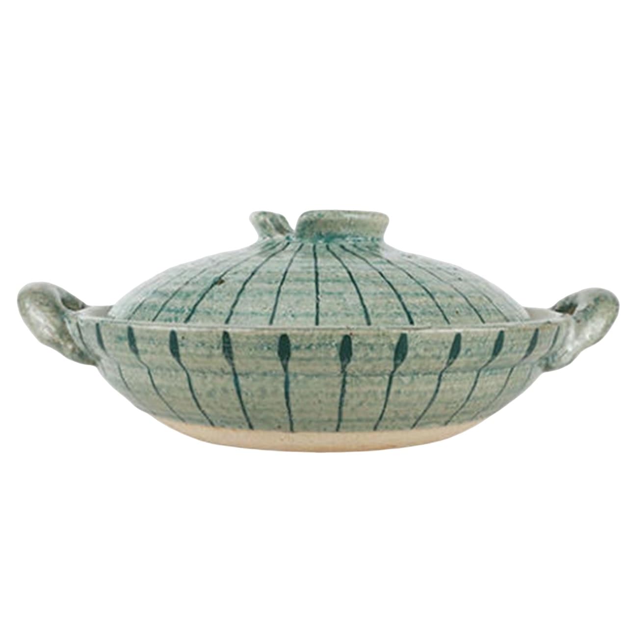 Pentola giapponese in terracotta, casseruola rotonda in ceramica isolata,