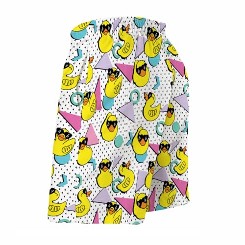 Funny Yellow Ducks Geometric Men's Swim Trunks Cool Ducks Summer Board Shorts Swim Shorts Swimwear with Pockets2