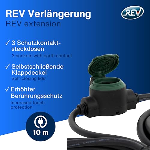Rev 0017103512 Power Extension 10 M Black 0017103512, 10 M, IP44, 1.5 Mm², Black, 230 V, 50 Hz - 2