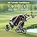 Tedycatt 360 Golf Pull Cart: Lightweight Folding Swivel 3 Wheels Golf Caddy with Foot Brake, Cooler Bag, Drink& Umbrella Holder, Gray