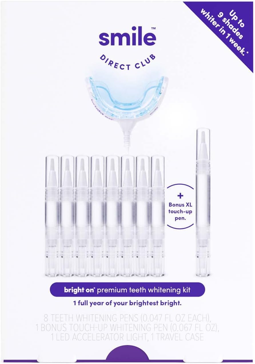 Teeth Whitening Kit with LED Light - 9 Pack Gel Pens - Professional Strength Hydrogen Peroxide - Pain Free and Enamel Safe - Up to 9 Shades Whiter in 1 Week