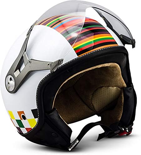 Soxon · SP-325 „Couleur“ · Open Face Helmet · Pilot Scooter Jet Motorbike Motorcycle Retro · ECE certified · Visor · Click-n-Secure Clip · Carrier Bag · XL (61-62cm)