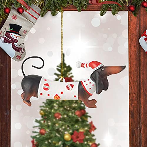Halatua Weihnachtsbaum-Anhänger – Dackel-Weihnachts-Anhänger, Handwerk, Acryl, lustiger Hund, Auto-Anhänger, hängende Bastelbedarf, DIY-Weihnachtsymbole, Heimdekoration