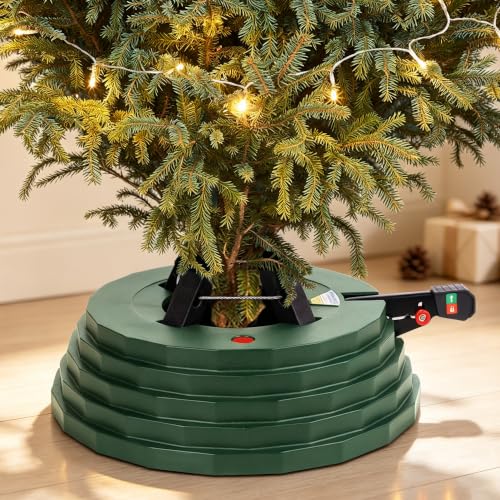 Blissun Christmas Tree Stand with Water Reservoir & Foot Pedal – Fast Clamp, Water Level Indicator, No Assembly, Fits 7ft Real Tree (5.1" Trunk), 2.7L Tank, Sturdy ABS Base, Indoor/Outdoor