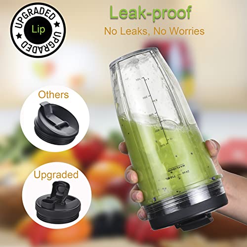 Replacement 24oz Cups for Nutri Ninja Blenders, Blender Replacement Parts with Upgraded Lid for BL450 BL454 BL480 BL482 BL640 BL642 BL682 BN801 SS101 SS351 SS401, Ninja Blender Auto IQ Blade, 2 Packs by GahsElec - Image 3