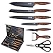 LEBENLANG cuchillos cocina 7 piezas con pelador y tijeras de cocina - set cuchillos de cocina - juego de cuchillos de cocina - cocinero accesorios de cocina negro cuchillo de corte afilado - cuchillo