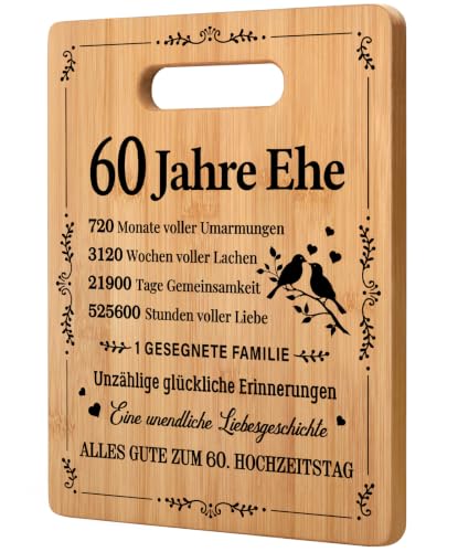 Diamantene Hochzeit Geschenke Romantisches Geschenk zum Diamantenen Hochzeitstag Bambus-Schneidebrett für das Diamantene Ehepaar Ehemann Ehefrau