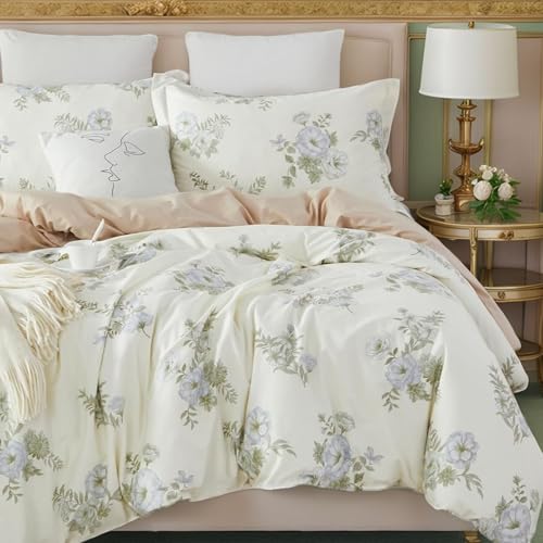 Funda de edredón floral individual Helthep en algodón premium con estampado botánico sutil 3