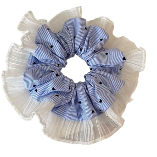 Coletero para el pelo con diseño de corazón a rayas para mujer, ajustable, cómodo para varios volúmenes y estilos de cabello