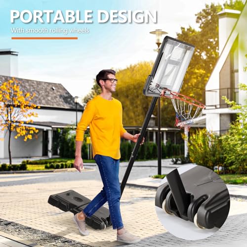 Sweetcrispy Outdoor Portable Basketball Hoop Goal Court System 4.2-10Ft Adjustable Height 44 Inch Shatterproof Backboard Fillable Base With 2 Wheels For Kids Youth And Adults In Backyard Driveway thumb #3