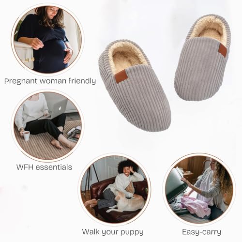 Women's Classic Soft & Fuzzy Slippers - Memory Foam, Cotton, Faux Fur - Grey - Women's Size 11 - Perfect for Christmas, Mothers Day, or Any Occasion4