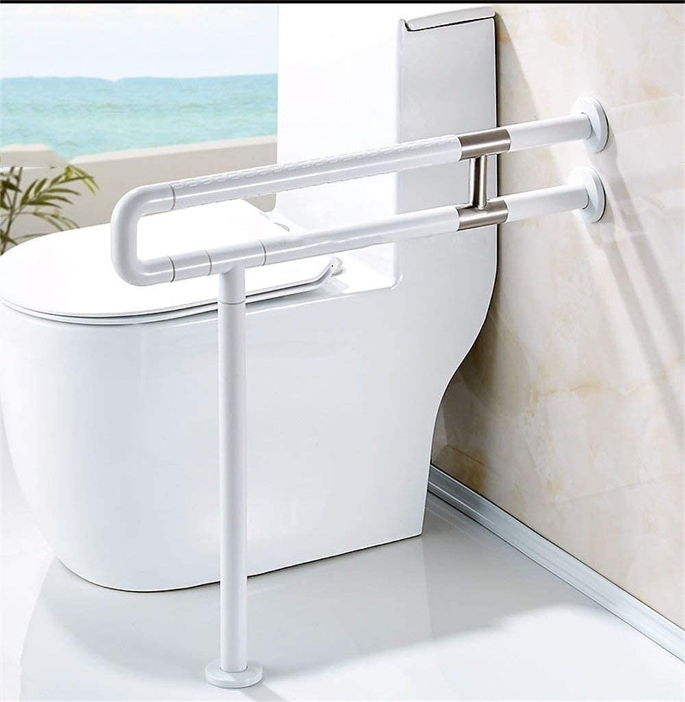 Maniglione per Bagno Corrimano Maniglione per Bagno Pieghevole a U Bracciolo per WC Portasciugamani Doccia in Acciaio Inox Maniglia di Sicurezza Corridoio (60 cm * 70cm)