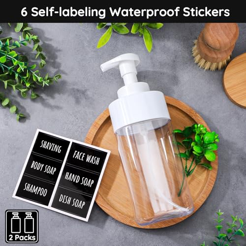 Image of Segbeauty 16.9oz Clear Foam Soap Dispenser, 2pcs Refillable Plastic Foaming Hand Soap Dispenser, 500ml Empty Bathroom Foam Pump Dispensers Set Foaming Pump Bottle for Shampoo Lotion Liquids
