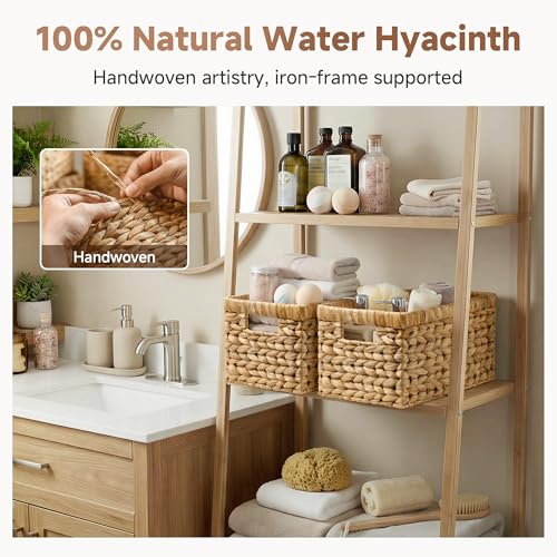StorageWorks Wicker Basket, Baskets for Organizing, Storage Basket with Built-in Handles, Water Hyacinth Shelves (Medium 2-Pack, Natural Hyacinth) by StorageWorks - Image 5