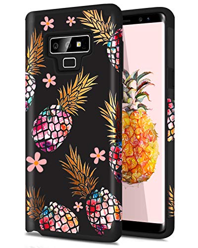 Dailylux Case for Galaxy Note 9 Case Pineapple Girls Women Floral Slim Hybrid Hard PC Soft Silicone Shockproof Anti-Scratch Protective Phone Case for Samsung Galaxy Note 9(2018) Black