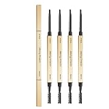 5-Pack Ultra-Fine Eyebrow Pencils, Waterproof & Smudge-Proof Brow Pencil Set, Dual-Ended Micro Precision Tip with Spoolie Brush, Light brown Eyebrow Makeup