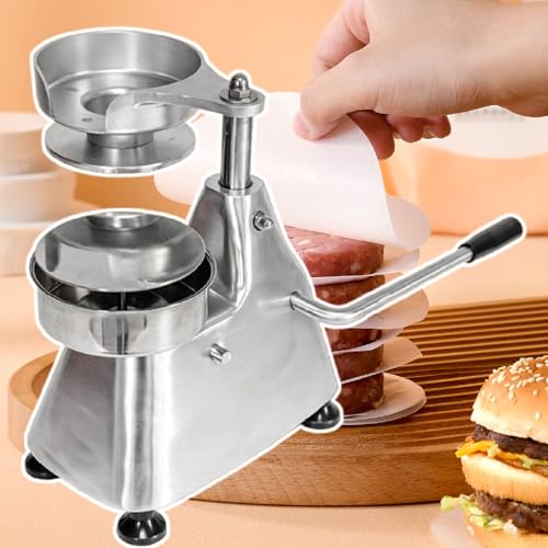 DFEDHF Commercial Hamburger Patty Maker, 100/130/150mm 4/5/6 inch Stainless Steel Burger Press Heavy Duty - Patty Forming Processor with 500 Patty Papers, 100mm