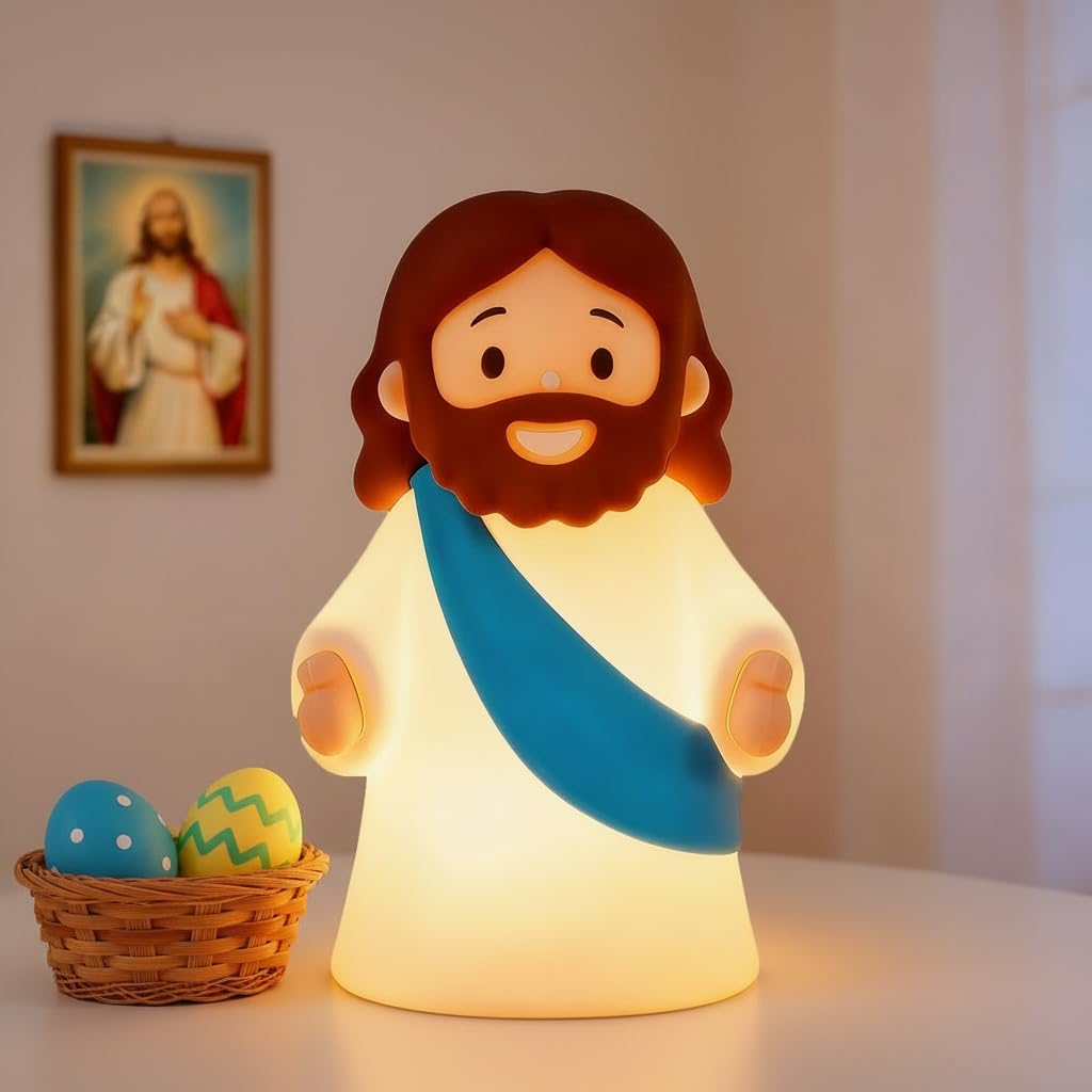 Little Jesus Night Light Mini Jesus Silicone Lamp Dimmable Nursery Nightlight for Kids Rechargeable Bedside Touch Lamp Perfect