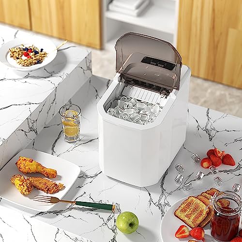 Máquina fabricadora de hielo, dispensador de cubos de hielo, con bajo nivel de ruido, tapa transparente amplia, tamaño ajustable de los cubos, listos en 6-10 minutos, con limpieza automática, para uso doméstico y de oficina miniatura 7