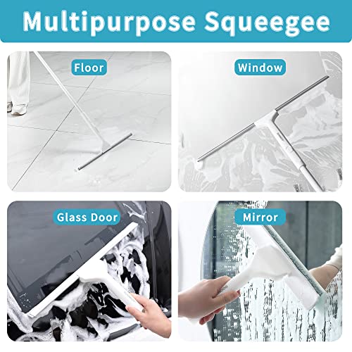 Boomjoy Tub Tile Scrubber Brush 2 In 1 Cleaning Brush And Floor Squeegee For Concrete Floor, Glass Doors, Tile, Car, Garage, Shower, Bathroom #TOP5