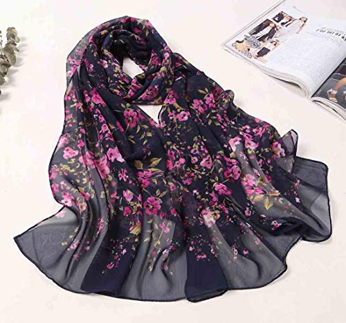Women's Chiffon Scarf Lightweight Scarves Fashion Floral Print Scarfs Shawl for Ladies and Girls2