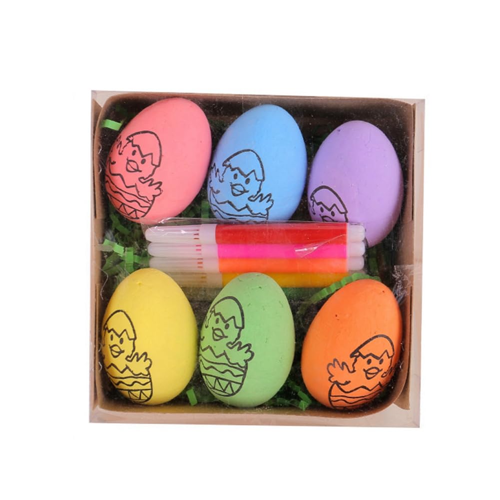 CTRLZS 6 Pcs Easter DIY Hand-Painted Eggs 2024 Cartoon Eggs Children'S Handmade Gift Easter Egg Painting Kit Easy Install -B