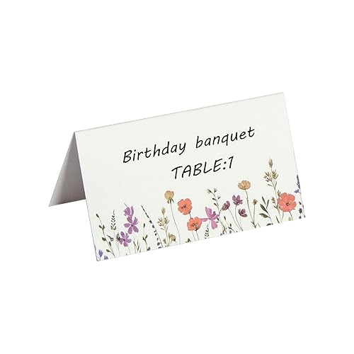 20 Pack Flower Place Cards, 2 x 3.5 Inches Blank