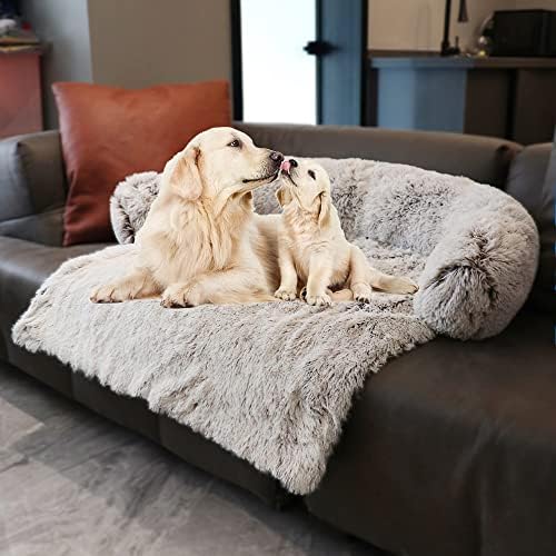 Tinaco Luxurious Calming Dogs/Cats Bed Mats, Washable Removable Couch Cover, Plush Long Fur Mat for Pets, Waterproof Lining, Perfect for Small, Medium and Large Dogs and Cats (Gradient Brown, XXL)