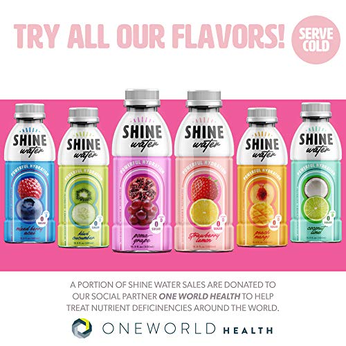 Powerful Hydration Water, Flavored Drink with Vitamin D, Antioxidant Beverage, Zero Sugar, Pack of 12 Bottles, 500mL Each - ShineWater (Strawberry Lemon)