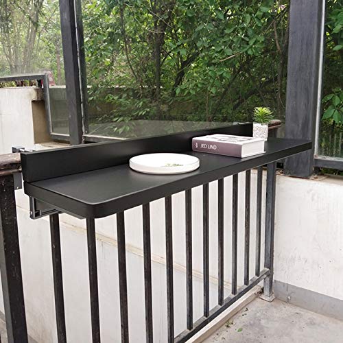 Mesa auxiliar ajustable para exteriores, plegable, para balcón, patio, jardín, color negro, 100 x 40 cm, ideal para comedor y bar