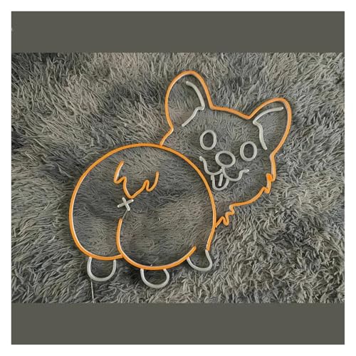 Hängende Kunst-Leuchtreklamen Corgi Butt Neon Schild, Pet Store Wanddekoration, Hundeladen Licht Wandkunst, Pet Spa Neon Schild(45cm)