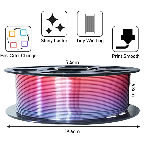 Image of 1.75mm 1Kg Silk Shiny PLA Orange Red Multicolored Fast Color Change Rainbow 3D Printing Filament, Color Change Gradually Random Quickly, 2.2lbs 3D Printing Material by MIKA3D