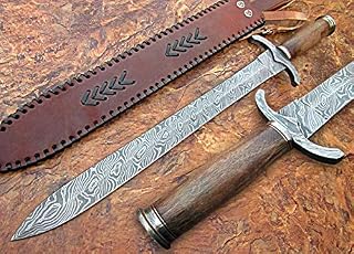 SW-31 Handmade Damascus Steel 25 Inches Sword - Solid Marindi Wood Handle with Damascus Steel Guard