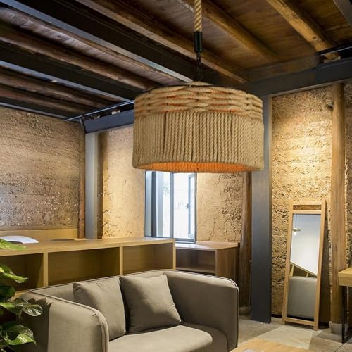 Suspension corde de chanvre rétro lustre rustique de haute qualité E27