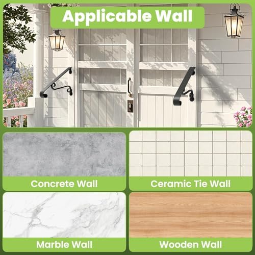 2 Pcs Wall Mounted Stair Handrails, 1-2 Steps Hand Railing — 사진 6
