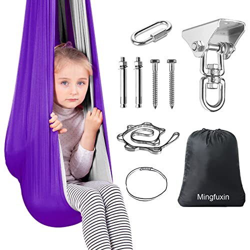 Therapieschaukel Kinder Indoor Outdoor, Mingfuxin Sensorisch Therapie Schaukel Schaukeltuch, 360° Drehend Doppelschicht Hängematte, Therapeutische Hängematte für SPD ADHS Asperger Autismustherapie Cover