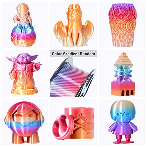 Image of 1.75mm 1Kg Silk Shiny PLA Orange Red Multicolored Fast Color Change Rainbow 3D Printing Filament, Color Change Gradually Random Quickly, 2.2lbs 3D Printing Material by MIKA3D