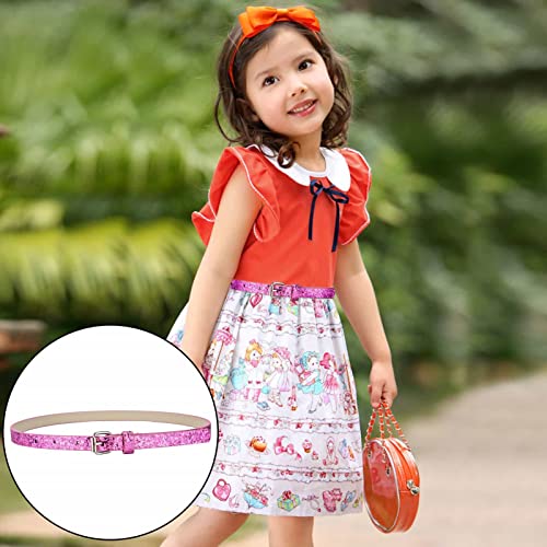 Pinra Belts For Girls 4 Pack Kids Girls Leather Waist Belt Skinny Dress Belt Shiny Waistband Belt Gift Rainbow Black Silver Pink S 25" To 29" #TOP4